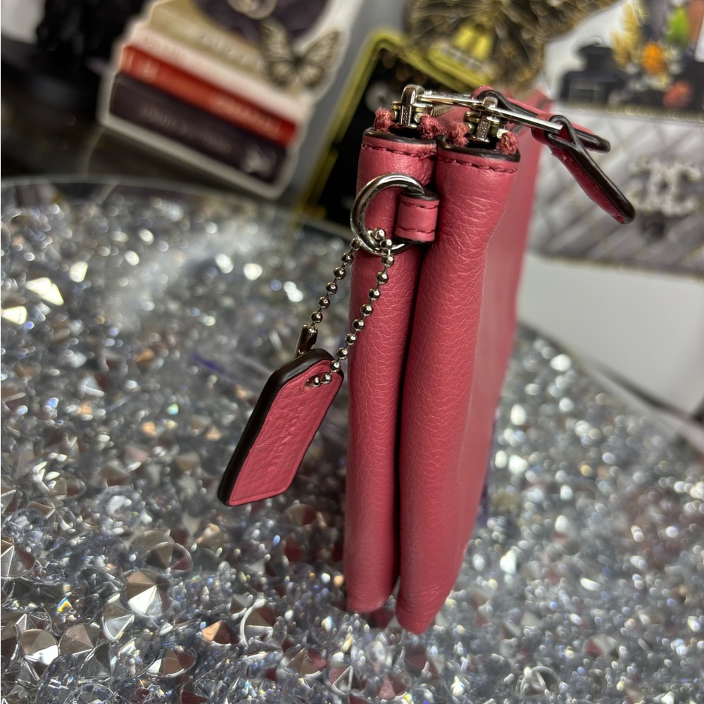 Coach pink Pebbled Leather Double Corner Zip Wristlet NWOT - Picture 7 of 15